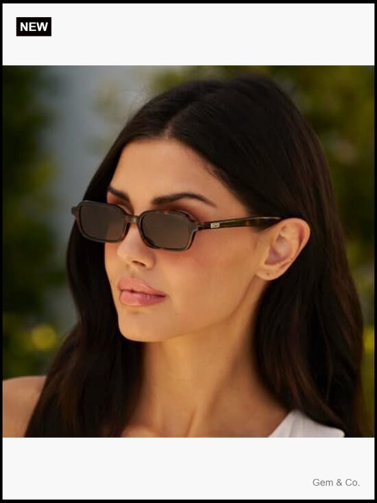 Slim rectangular sunglasses with anti-reflective lenses, 90s compact frame,